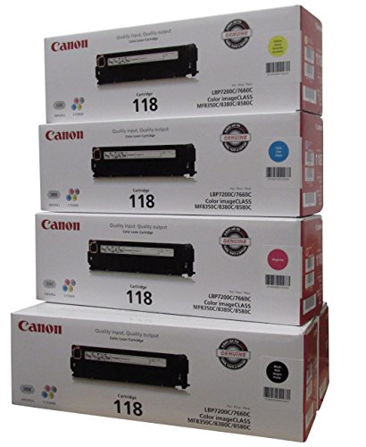 Product Cover Original Canon 118 (5 Pack Toner Set) 2 Black Toner Value Pack, and 1 Cyan, Magenta, Yellow Toner