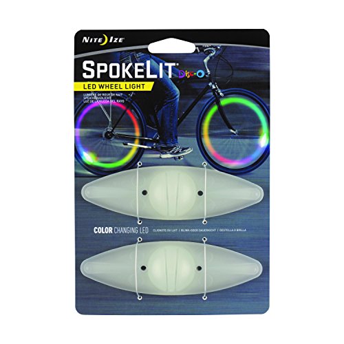 Product Cover Nite Ize Spokelit LED Bicycle Spoke Light, Visibility + Safety Bike Light, 2 Pack, Disc-O Color Changing LED