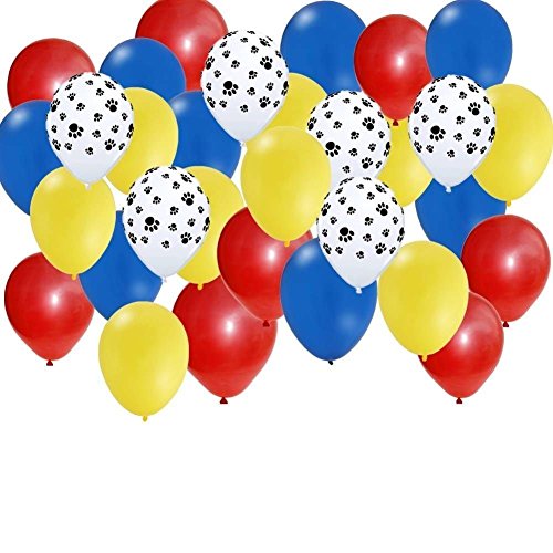 Product Cover amscan Paw Party Balloons, Paw Print, Red/Yellow/Blue, Set of 30