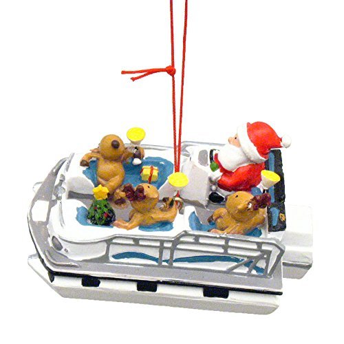 Product Cover Cape Shore Santa and Reindeer Party Boat Christmas Ornament