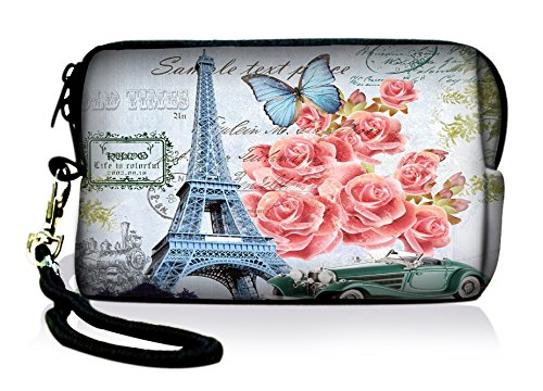 Product Cover SpecialBag Eiffel Tower and Flowers Digital Camera Case Bag Pouch Coin Purse with Strap For Sony Samsung Nikon Canon Kodak FY-HDC-024