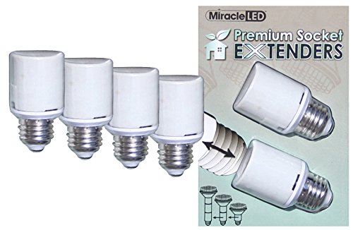 Product Cover Miracle LED 604830 Premium U.L. Listed Socket Extenders for LED CFL and Incandescent light bulbs, 4 Pack (Two x 2-Packs)
