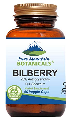 Product Cover Bilberry Extract Supplement - 60 Vegan Kosher Capsules Now with 300mg Organic Bilberry Leaf & Potent Fruit Extract