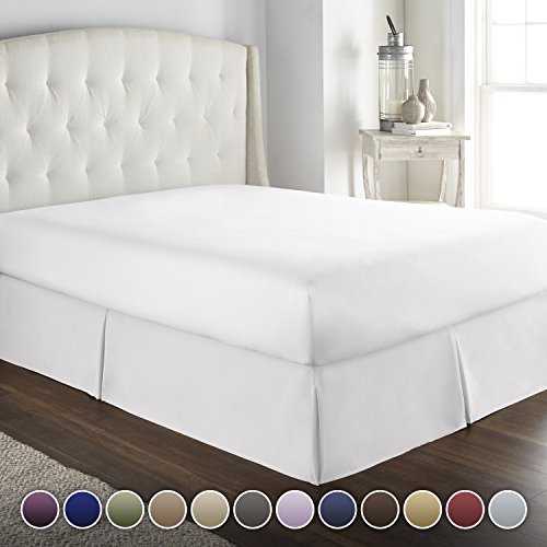 Product Cover Hotel Luxury Bed Skirt/Dust Ruffle 1800 Platinum Collection-14 inch Tailored Drop, Wrinkle & Fade Resistant, Linens (Queen, White)