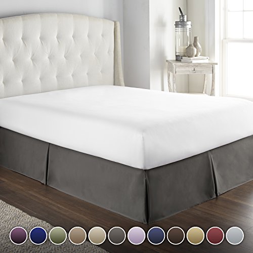 Product Cover Hotel Luxury Bed Skirt/Dust Ruffle 1800 Platinum Collection-14 inch Tailored Drop, Wrinkle & Fade Resistant, Linens (Calking, Gray