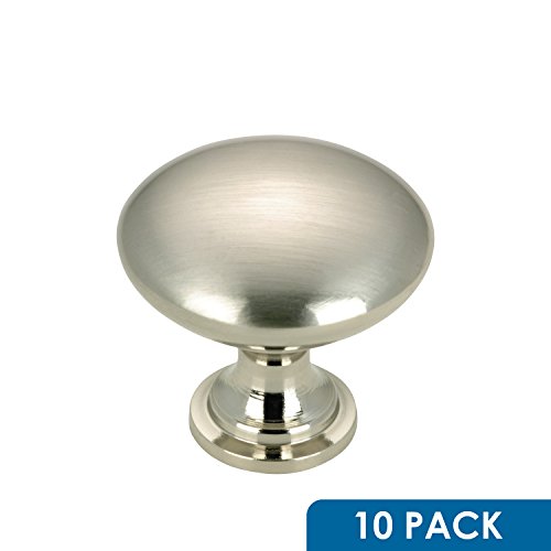 Product Cover 10 Pack - Rok Hardware Contemporary Metal Knob, Brushed Nickel, 1-3/16