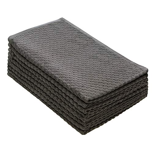 Product Cover COTTON CRAFT - 8 Pack - Euro Cafe Waffle Weave Terry Kitchen Towels - 16x28 Inches - Charcoal - 400 GSM Quality - 100% Ringspun 2 Ply Cotton - Highly Absorbent Low Lint - Multi Purpose
