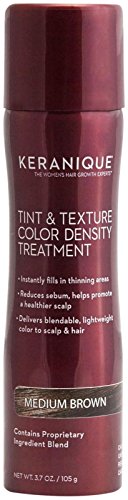 Product Cover Keranique Tint & Texture, Color Density Treatment, 3.7 Fl Oz, Medium Brown - Instant Body, Volume and Lift to Thinning Hair, Helps Reduce Oil and Sebum - Advanced Treatment for Thinning Hair