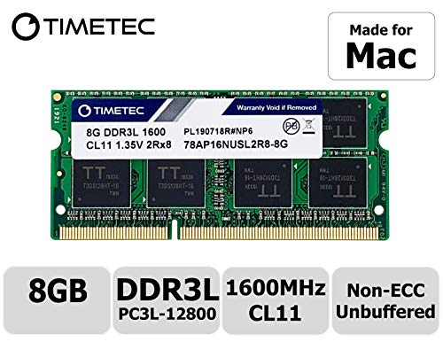Product Cover Timetec Hynix IC 8GB Compatible for Apple DDR3L 1600MHz PC3L-12800 SODIMM Memory Upgrade for Early/Mid/Late 2011, Mid/Late 2012, Early/Late 2013, Late 2014, Mid 2015 MacBook Pro, iMac, Mac Mini (8GB)