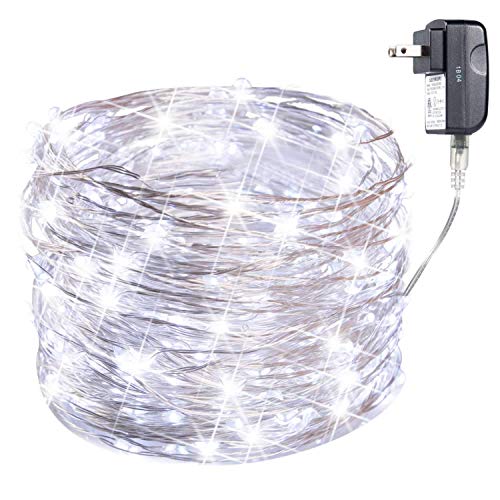 Product Cover 200 LED Fairy Lights Plug in 66FT Starry String Lights Waterproof Silver Coated Copper Wire Lights - UL Adaptor Included, for Indoor Outdoor Christmas Bedroom Patio Wedding Garden Pure White
