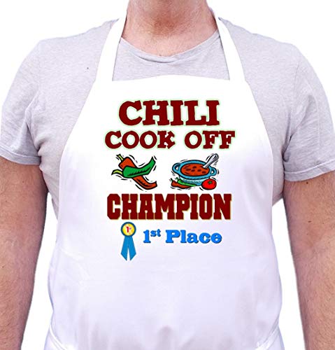 Product Cover First Place Chili Cook Off Champion White Bib Aprons