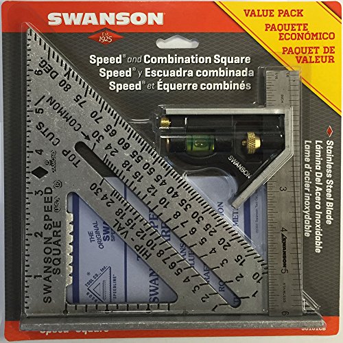 Product Cover Swanson Tool S0101CB Speed Square Layout Tool with Blue Book and Combination Square Value Pack
