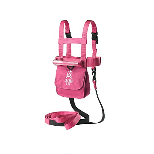 Product Cover Launch Pad Ski and Snowboard Training Harness - Teaches Speed Control - Shock Absorbing Leashes - Perfect for Beginners (Pink)
