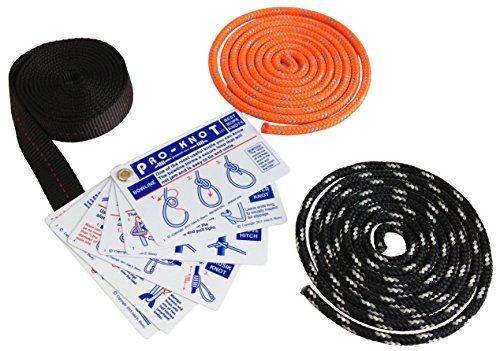 Product Cover SGT KNOTS Knot Tying Kit - Learn How to Tie Knots Instruction Cards (17) Two (2) 6 feet Lengths of Double Braided Rope, and One (1) 6 Foot Length of Nylon Webbing - Guide to Essential Knots
