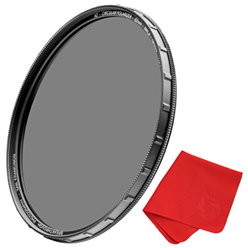 Product Cover 62mm X2 CPL Circular Polarizing Filter for Camera Lenses - AGC Optical Glass Polarizer Filter with Lens Cloth - MRC8 - Nanotec Coatings - Weather Sealed by Breakthrough Photography