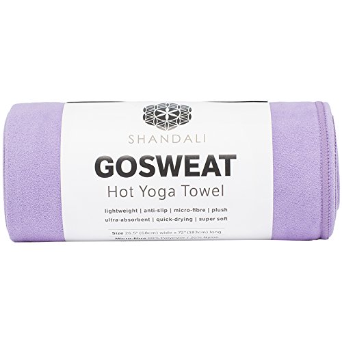 Product Cover SHANDALI Hot Yoga GoSweat Microfiber Hand Towel in Super Absorbent Premium Violet Suede for Bikram, Pilates, Gym, and Outdoor Sports. 16 x 26.5 inches.