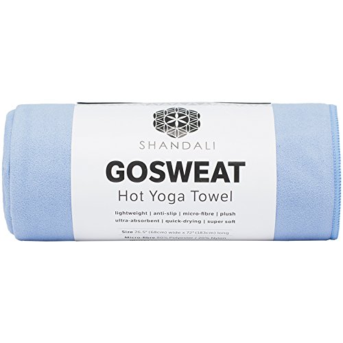 Product Cover SHANDALI Hot Yoga GoSweat Microfiber Hand Towel in Super Absorbent Premium Placid Blue Suede for Bikram, Pilates, Gym, and Outdoor Sports. 16 x 26.5 inches.