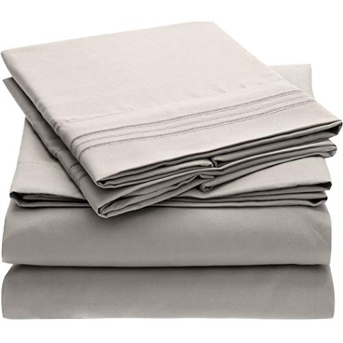 Product Cover Mellanni Bed Sheet Set - Brushed Microfiber 1800 Bedding - Wrinkle, Fade, Stain Resistant - Hypoallergenic - 4 Piece (Full, Light Gray)