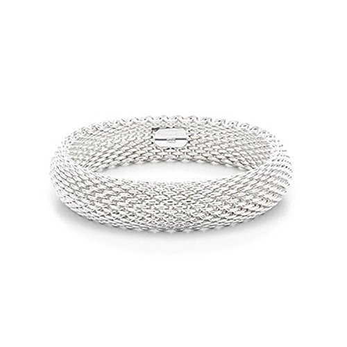 Product Cover IVYRISE Bracelet 925 Sterling Silver Plated Jewelry Sideway Big Flat Link Chain Mesh Bangle Bracelet for Women