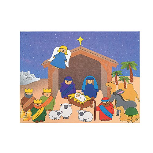 Product Cover Fun Express - Dyo Nativity Sticker Scene for Christmas - Stationery - Stickers - Make - A - Scene (Lrg) - Christmas - 12 Pieces