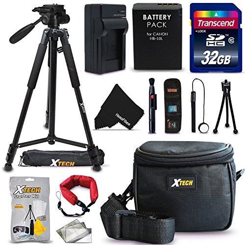 Product Cover Ultimate 20 Piece Accessory Kit for Canon Powershot SX60 HS, SX50 HS, SX40 HS, G1X, G16, G15 Digital Cameras Includes: 32GB SD Memory Card + NB-10L / NB10LBattery w/Charger + Tripod + More