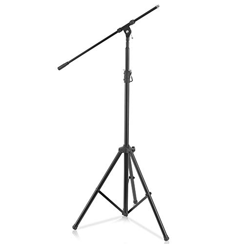 Product Cover Pyle Heavy Duty Microphone Stand - Height Adjustable from 51.2'' to 78.75'' Inch High w/ Extendable Telescoping Boom Arm 29.5'' and Stable Tripod Base - Clutch in T-Bar Adjustment Point PMKS56
