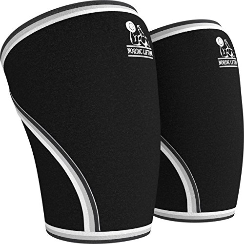 Product Cover Knee Sleeves (1 Pair) Support & Compression for Weightlifting, Powerlifting & CrossFit - 7mm Neoprene Sleeve for the Best Squats - Both Women & Men, Black, Medium