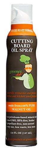 Product Cover Greener Chef Food Grade Cutting Board Oil Spray and Butcher Block Oil Conditioner - All Natural Walnut Oil for Wood and Bamboo Chopping Boards - No Mess and Low Waste Spray
