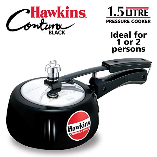 Product Cover Hawkins CB15 Hard Anodised Pressure Cooker, 1.5-Liter, Contura Black