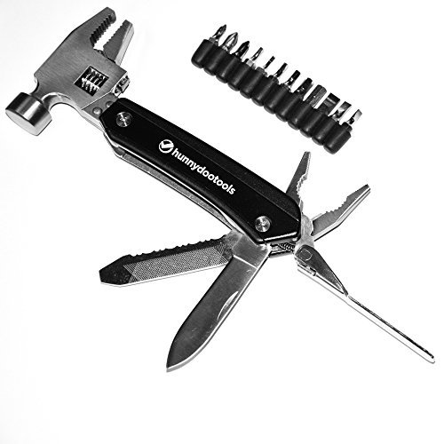 Product Cover HunnyDooTools Adjustable Multitool Hammer with 12 Screw Driver Bits and Sheath