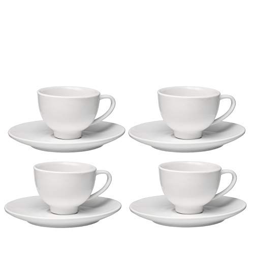 Product Cover Francois et Mimi Set of 4 High-fire Pure White Porcelain Espresso Cup and Saucer