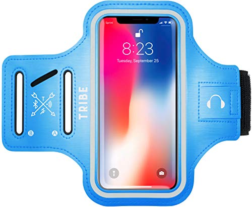 Product Cover TRIBE Water Resistant Cell Phone Armband Case for iPhone X, Xs, 8, 7, 6, 6S Samsung Galaxy S9, S8, S7, S6, A8 with Adjustable Elastic Band & Key Holder for Running, Walking, Hiking