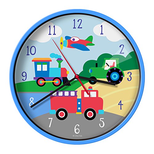 Product Cover Wildkin Kids Wall Clock for Boys and Girls, Features Silent Quartz Movement, Glass Cover, and Durable Plastic Cover, Battery Not Included, Design Coordinates with Our Bedding and Room Decor