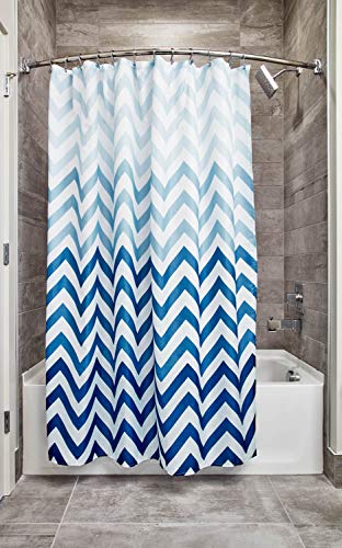 Product Cover iDesign Ombre Chevron Fabric Shower Curtain, Modern Mildew-Resistant Bath Curtain for Master Bathroom, Kid's Bathroom, Guest Bathroom, 72 x 72 Inches, Blue and White