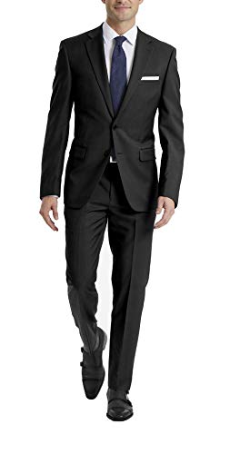 Product Cover Calvin Klein Men's Slim Fit Stretch Suit, Black Sharkskin, 42 Regular