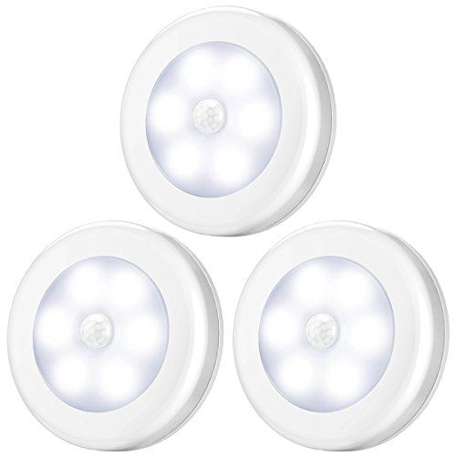 Product Cover AMIR (Upgraded Version) Motion Sensor Lights, Battery-Powered LED Night Lights, Stick-Anywhere Closet Lights Stair Lights, Wall Lights for Hallway, Bathroom, Bedroom, Kitchen etc. (White - Pack of 3)