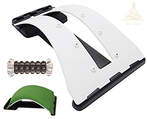 Product Cover Zen Guru Lower Back Pain Relief Device - Back Stretcher and Foot Massage Roller Set - Spinal Decompression - Lumbar Support - Posture Corrector - with Magnet Therapy