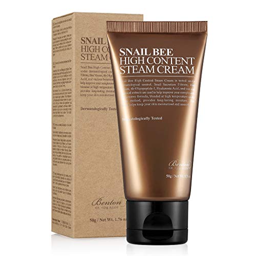 Product Cover BENTON Snail Bee High content Steam Cream 50g (1.76 oz.) - Contains Snail Secretion Filtrate, Bee Venom, Hyaluronic Acid, Intensive Moisturizing Cream with Brightening & Anti-Wrinkle Effect