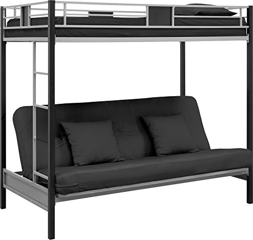 Product Cover DHP Silver Screen Metal Bunk Bed with Ladder, Black, Twin