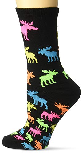 Product Cover For Bare Feet Women's FBF Originals Wildlife Novelty Socks, Descending Grid Neon Moose, Medium