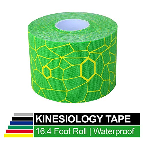 Product Cover Theraband Kinesiology Tape, Waterproof Physio Tape for Pain Relief, Muscle & Joint Support, Standard Roll with XactStretch Application Indicators, 2 Inch x 16.4 Foot Roll, Electric Green/Yellow
