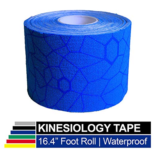 Product Cover TheraBand Kinesiology Tape, Waterproof Physio Tape for Pain Relief, Muscle & Joint Support, Standard Roll with XactStretch Application Indicators, 2 Inch x 16.4 Foot Roll, Blue/Blue