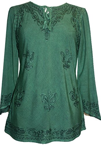 Product Cover Agan Traders 117 B Medieval Renaissance Vintage Gypsy Top Blouse Tunic (2X, H Green)