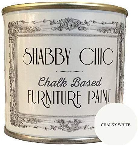 Product Cover Shabby Chic Chalk Based Furniture Paint - Chalky White 250ml - Chalked, Use on Wood, Stone, Brick, Metal , Plaster or Plastic, No Primer Needed, Made in the UK