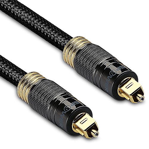 Product Cover FosPower (15 Feet) 24K Gold Plated Toslink Digital Optical Audio Cable (S/PDIF) - [Zero RFI & EMI Interference] Metal Connectors & Ultra Durable Nylon Braided Jacket