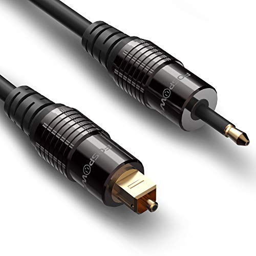 Product Cover FosPower (10 Feet) 24K Gold Plated Toslink to Mini Toslink Digital Optical S/PDIF Audio Cable with Metal Connectors & Strain-Relief PVC Jacket