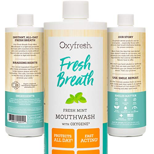Product Cover Oxyfresh Fresh Breath Fresh Mint Mouthwash - Dentist Recommended - for Long-Lasting Fresh Breath and Healthy Gums - Alcohol-Free - 1 Bottle 16 Oz.