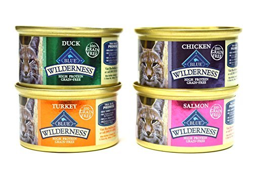 Product Cover Blue Buffalo Wilderness Grain-Free Variety Pack Cat Food - 4 Flavors (Salmon, Duck, Turkey, and Chicken) - 12 (3 Ounce) Cans - 3 of Each Flavor
