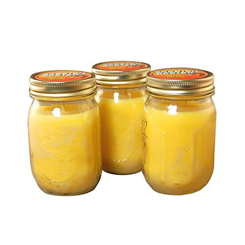 Product Cover Lumabase 26603 3 Count Citronella Scented Candles in Mason Jar, 12 oz, Yellow