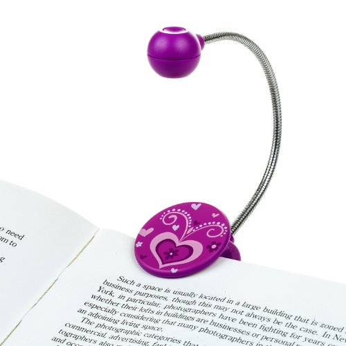 Product Cover WITHit Clip On Book Light -Purple Heart- LED Reading Light for Books and eBooks, Reduced Glare, Portable and Lightweight, Cute Bookmark Light for Kids and Adults, Batteries Included
